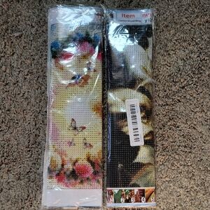 2 Diamond Art Kits 30x30- Floral Heart & Off-White Roses